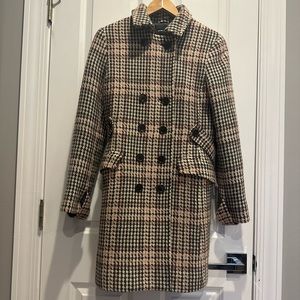 Club Monaco jacket/coat wool blend houndstooth plaid double breast peacoat
